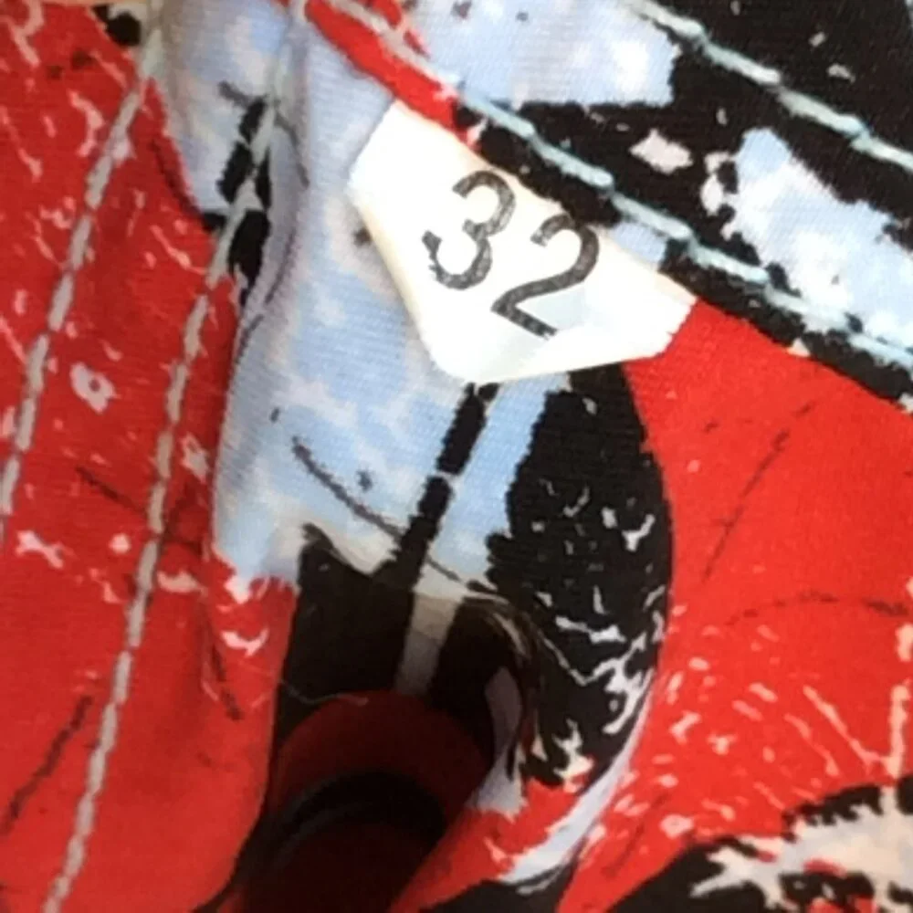 Kirra Mens Size‎ 32 Red Black White Abstract Board Shorts Swim Trunks